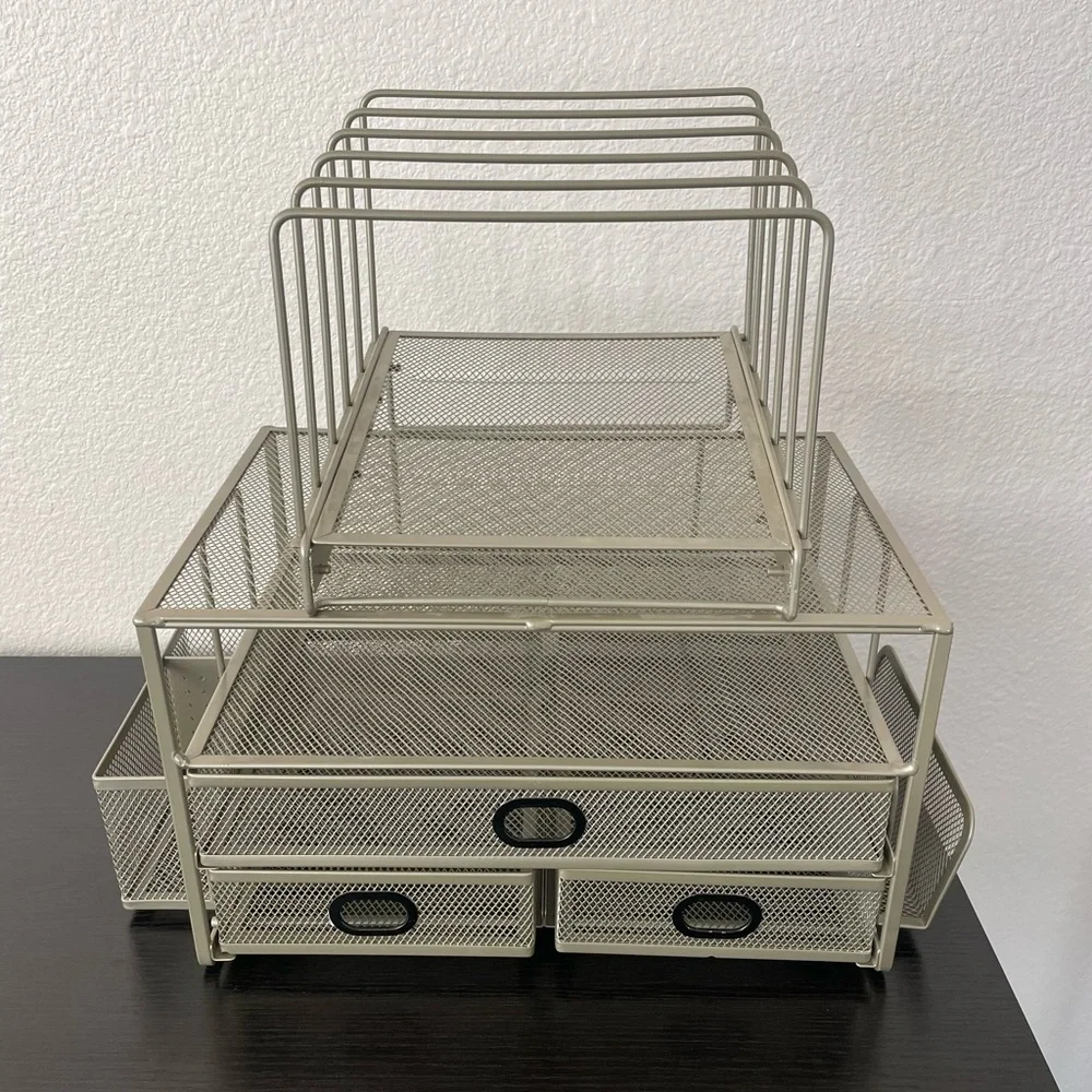 Metal Mesh Desk Organizer with Drawers